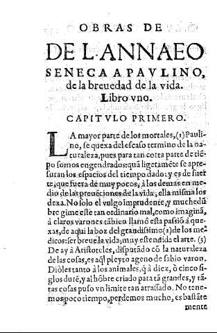 Obras de L. Annaeo Seneca Apaulino, de la brevedad de la vida
