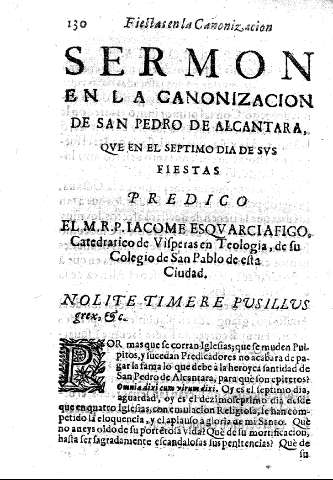 Sermon en la canonizacion de San Pedro de Alcantara, que en el septimo dia de sus fiestas ..