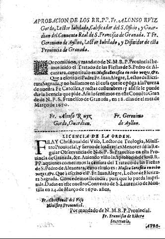 Aprobacion de los R.R.P.P. Fr. Alonso Ruiz Gordo.