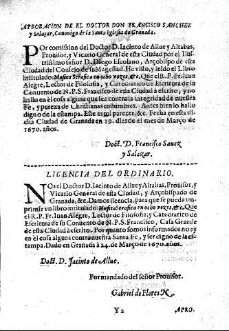Aprobacion de el Doctor Don Francisco Sanchez y Salaçar...