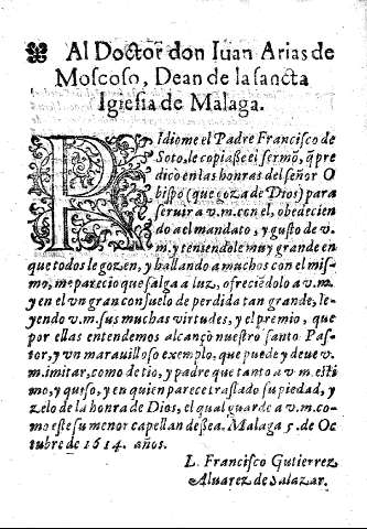 Al doctor don Iuan Arias de Moscoso
