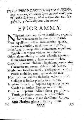 In lavdem D.D. Josephi Ortiz Barroso... Epigramma