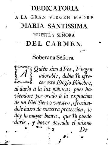 Dedicatoria a la Gran Virgen Madre Maria Santissima Nuestra Señora del Carmen