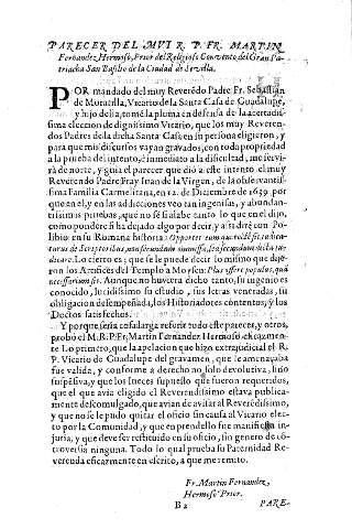 Parecer del muy R.P. Fr. Martin Fernandez Hermoso, ...