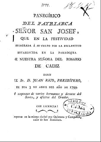 Panegírico del Patriarca Señor San Josef, que en la festividad consagrada á su culto ...