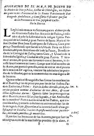 Aprobacion de el M.R.P. FR. Joseph de la Madre de Dios y Pilas, ...