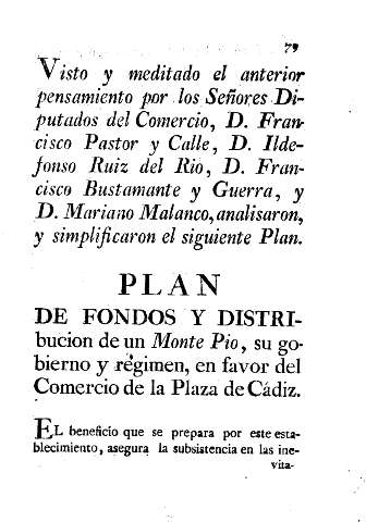Plan de fondos y distribucion de un Monte Pio, su gobierno y régimen ...