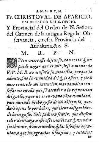 A.N.M.R.P.M. Fr. Christoval de Aparicio, calificador del S. Oficio, ...
