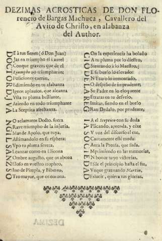 Dezimas acrosticas de Don Florencio de Bargas Machuca ...
