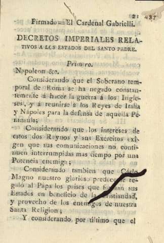 Decretos imperiales relativos a los estados del santo padre