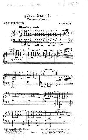 ¡¡Viva Graná!! Paso-doble flamenco. Piano conductor