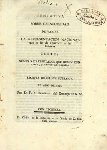Tentativa sobre la necesidad de variar la representacion nacional ...