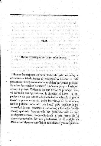 VIII. Mazas considerado como economista