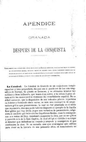 Apéndice. Granada despues de la Conquista