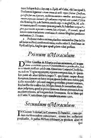 Primum Miraculum. Secundum Miraculum.