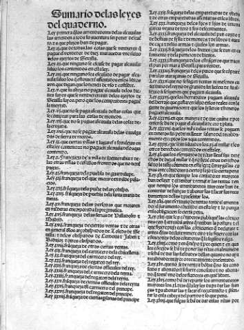 Sumario de las leyes del quaderno
