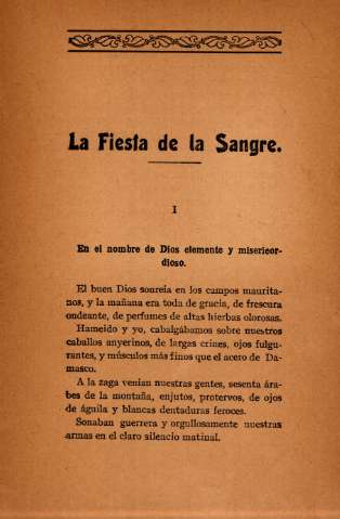 La fiesta de la sangre. I. En el nombre de Dios clemente y misericordioso