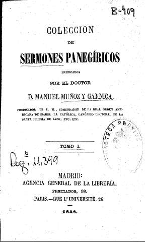 Coleccion de sermones panegíricos. Tomo I