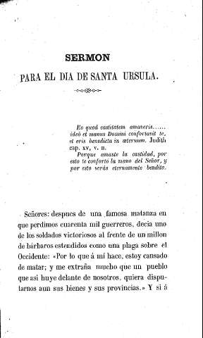 Sermón para el día de Santa Ursula