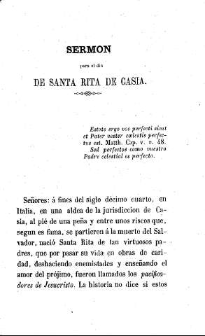 Sermón para el día de Santa Rita de Casia