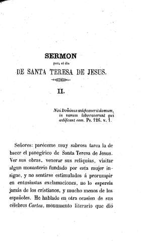 Sermón para el día de Santa Teresa de Jesús. II
