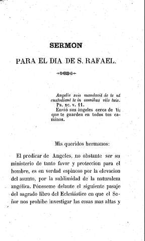 Sermón para el día de San Rafael