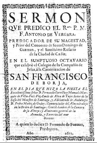 Sermon que predico el Rmo. P. M. F. Antonio de Vergara, ...