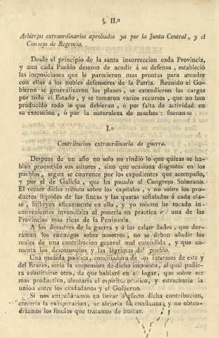 SS. IIº. arbitrios extraordinarios aprobados ... Iº. Contribucion extraordinaria de guerra.