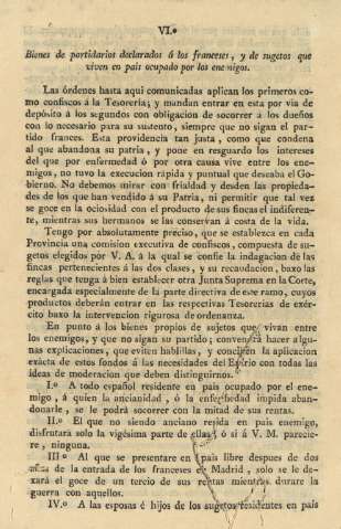 VIº. Bienes de partidarios declarados á los franceses ...