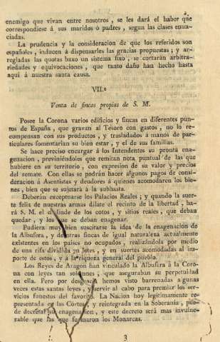 VIIº. Venta de fincas propias de S. M.