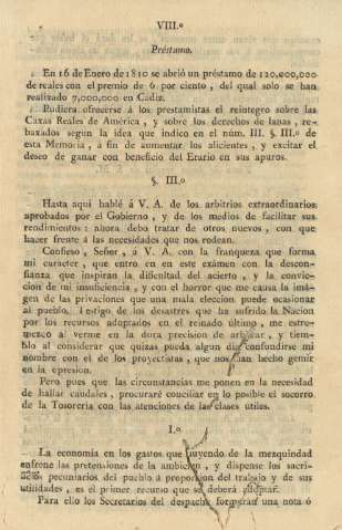 VIIIº. Préstamo. Ss. III. Iº.