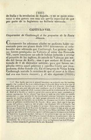 Capítulo VIII. Cooperación de Castlereagh á los proyectos de la Santa Alianza