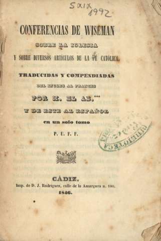 Conferencias de Wiseman sobre la Iglesia y sobre diversos artículos de la fé católica