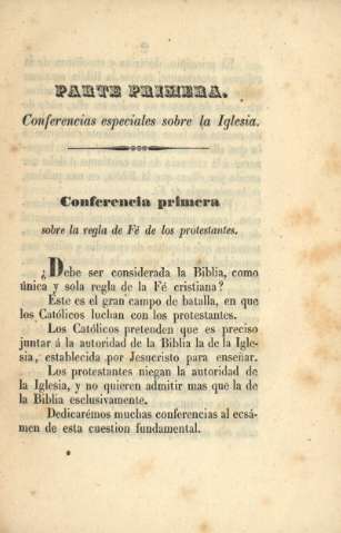 Parte primera. conferencias especiales sobre la Iglesia