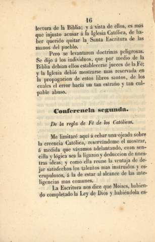 Conferencia segunda. De la regla de Fé de los Católicos
