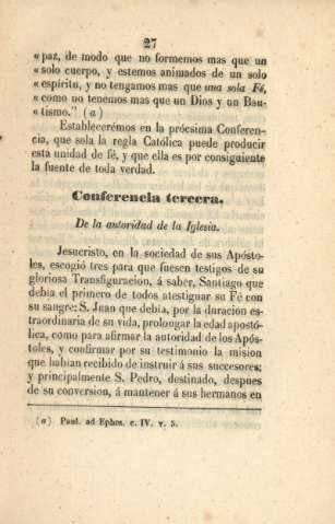 Conferencia tercera. De la autoridad de la Iglesia