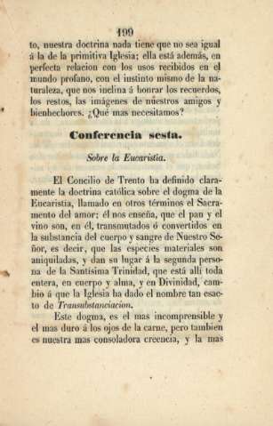 Conferencia sesta. Sobre la Eucaristía