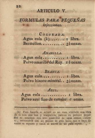 Articulo V. Formulas para pequeñas injecciones