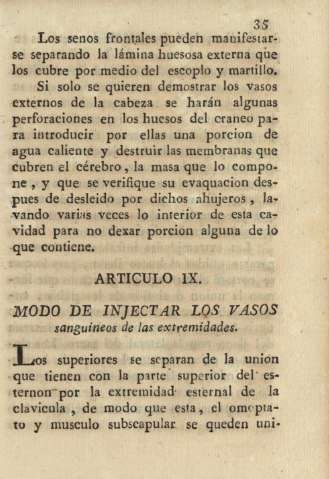 Articulo IX. Modo de injectar los vasos sanguineos de las extremidades