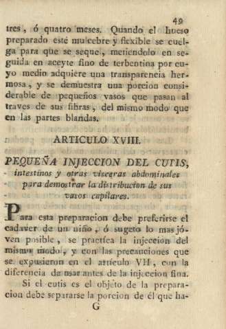 Articulo XVIII. Pequeña injeccion del cutis, intestinos y otras visceras abdominales para demostrar la distribucion de sus vasos capilares
