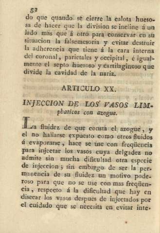 Articulo XX. Injeccion de los vasos limphaticos con azogue