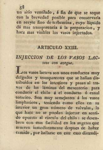 Articulo XXIII. Injeccion de los vasos lacteos con azogue