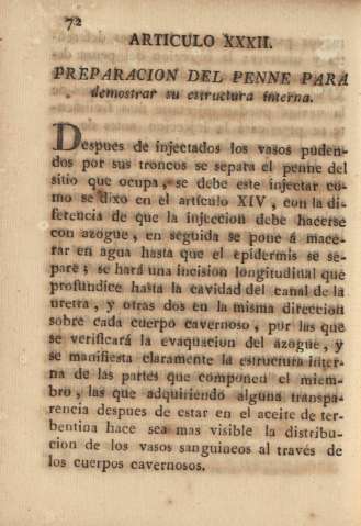 Articulo XXXII. Preparacion del penne para demostrar su estructura interna