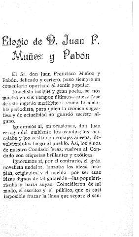Elogio de D. Juan  F. Muñoz y Pabón