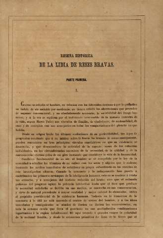 Reseña histórica de la lidia de reses bravas. Parte primera