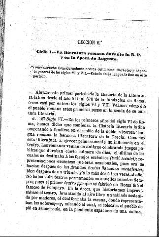 Ciclo I. La Literatura romana durante la República  y en la Época de Augusto