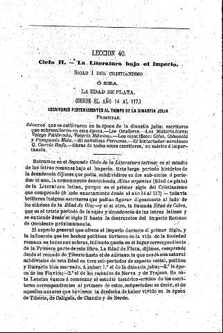 Ciclo II. La Literatura bajo el Imperio - La Edad de Plata (desde el año 14 d. C. al 117)   