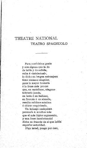 Theatre national. Teatro spagnuolo
