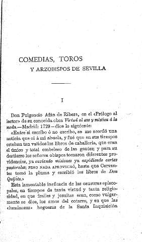 Comedias, toros y arzobispos de Sevilla