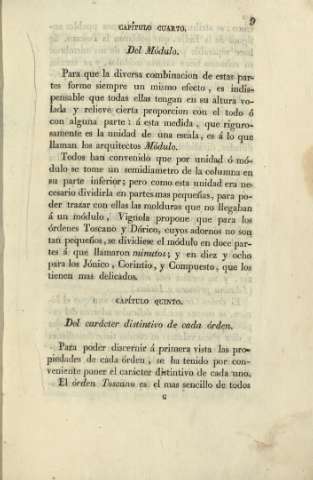 Capítulo cuarto. Del módulo. Capítulo quinto. Del carácter distintivo de cada órden
